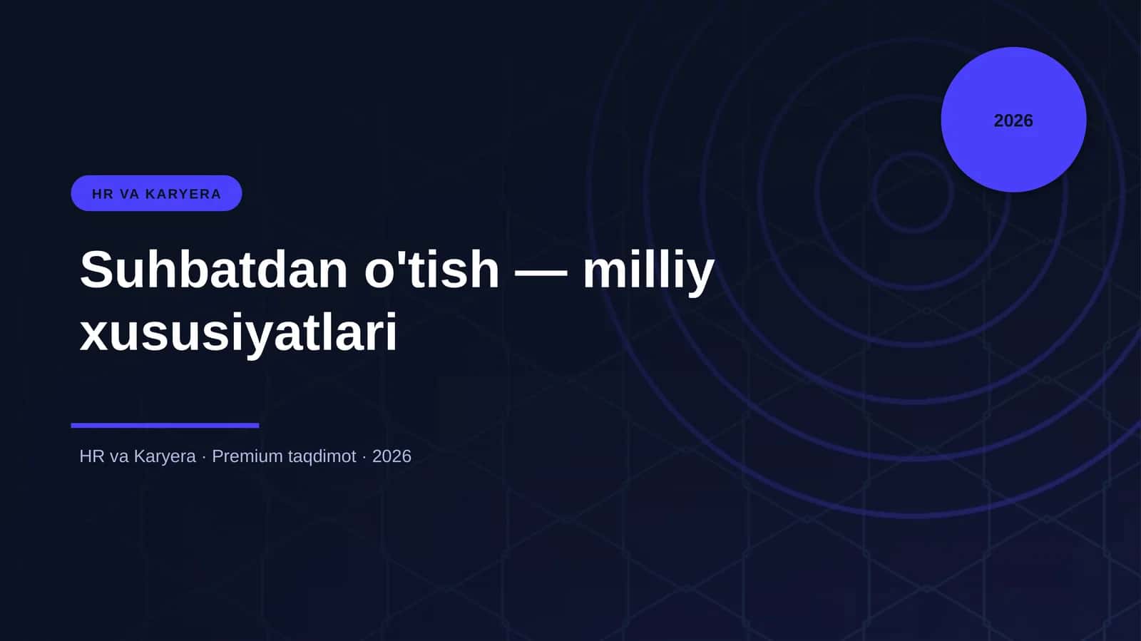 Suhbatdan o'tish — milliy xususiyatlari 1