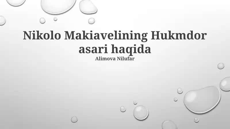 Nikollo Makiavellining "Knyaz" asari haqida 1