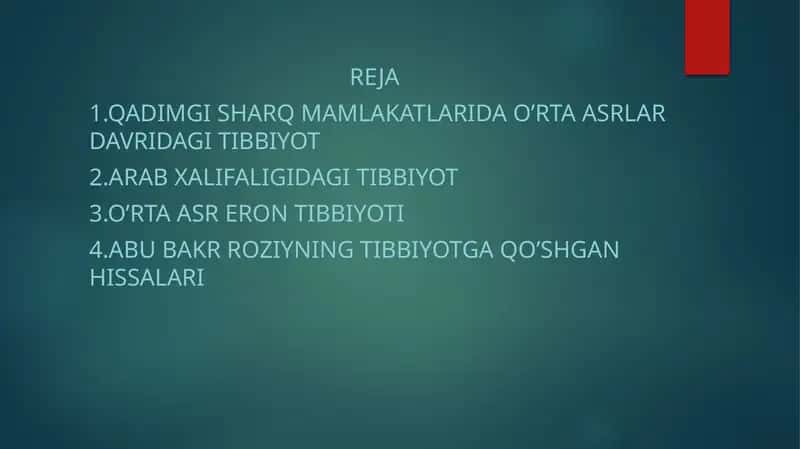 Qadimgi sharq mamlakatlarida o’rta asrlar davridagi tibbiyot 1