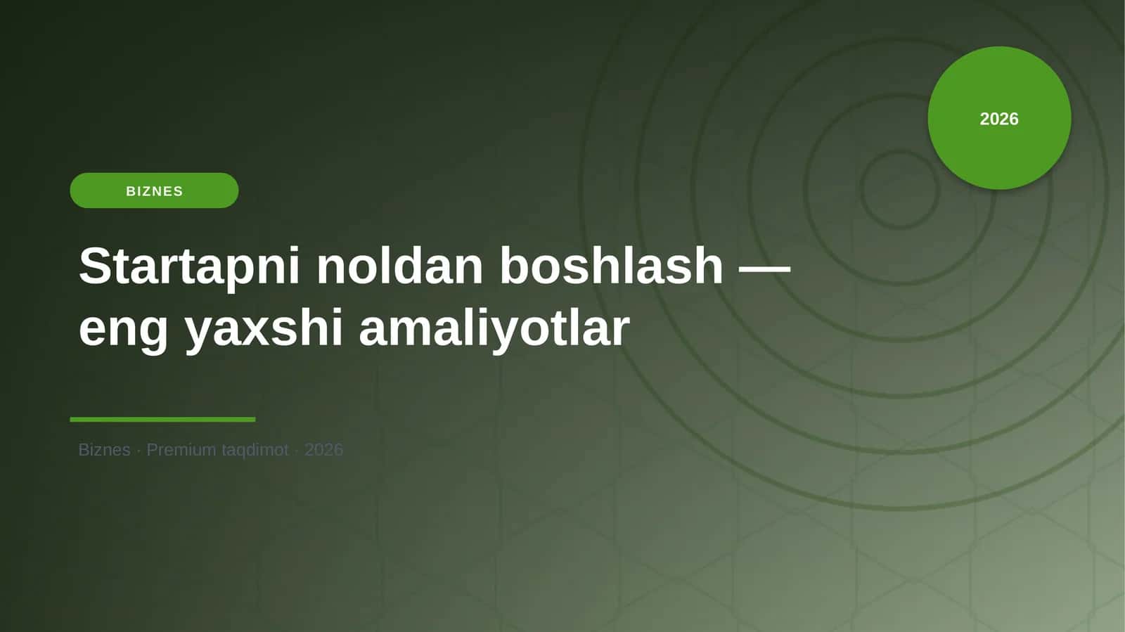 Startapni noldan boshlash — eng yaxshi amaliyotlar 1