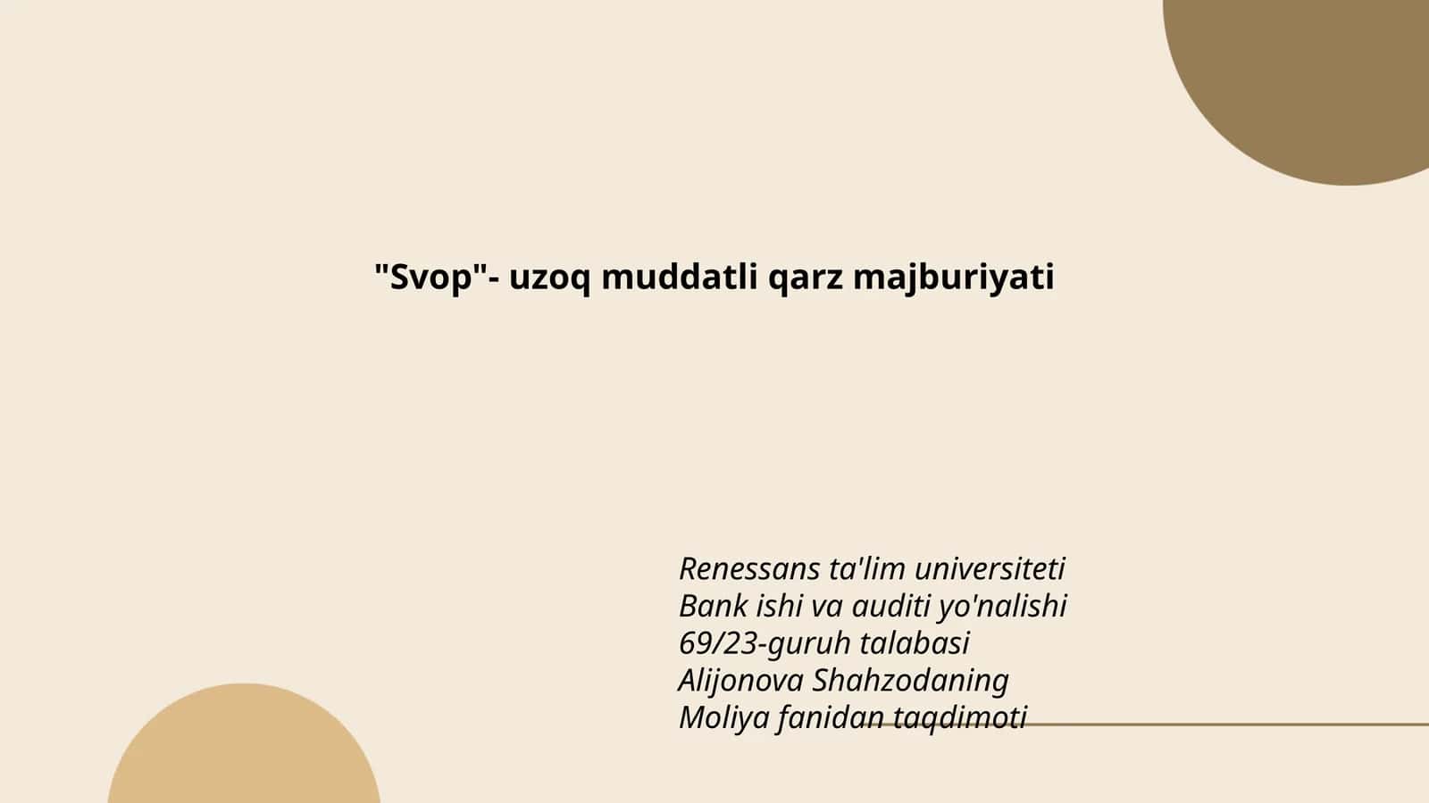 Svop operatsiyalari tushunchasi 1