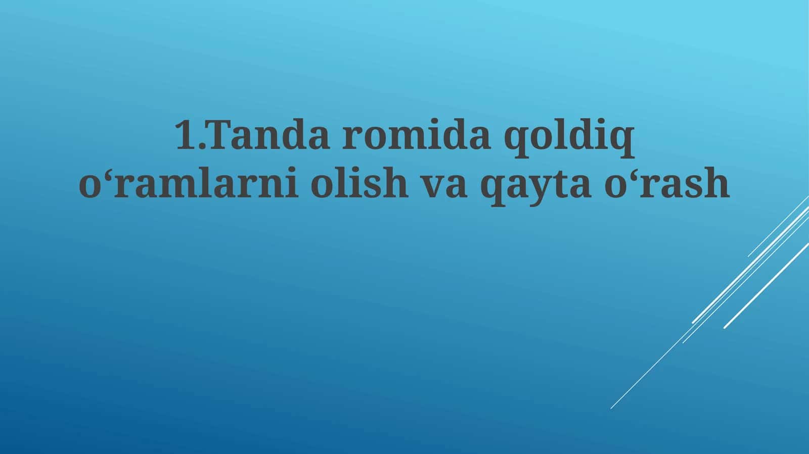 Tandaromida qoldiq oʻramlarni olish va qayta oʻrash 1