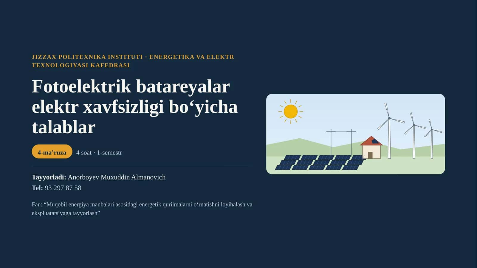 Fotoelektrik batareyalar elektr xavfsizligi bo‘yicha talablar 1