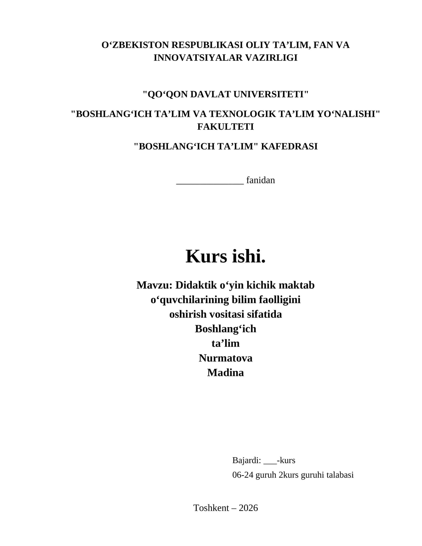 Didaktik oʻyin kichik maktab 1
