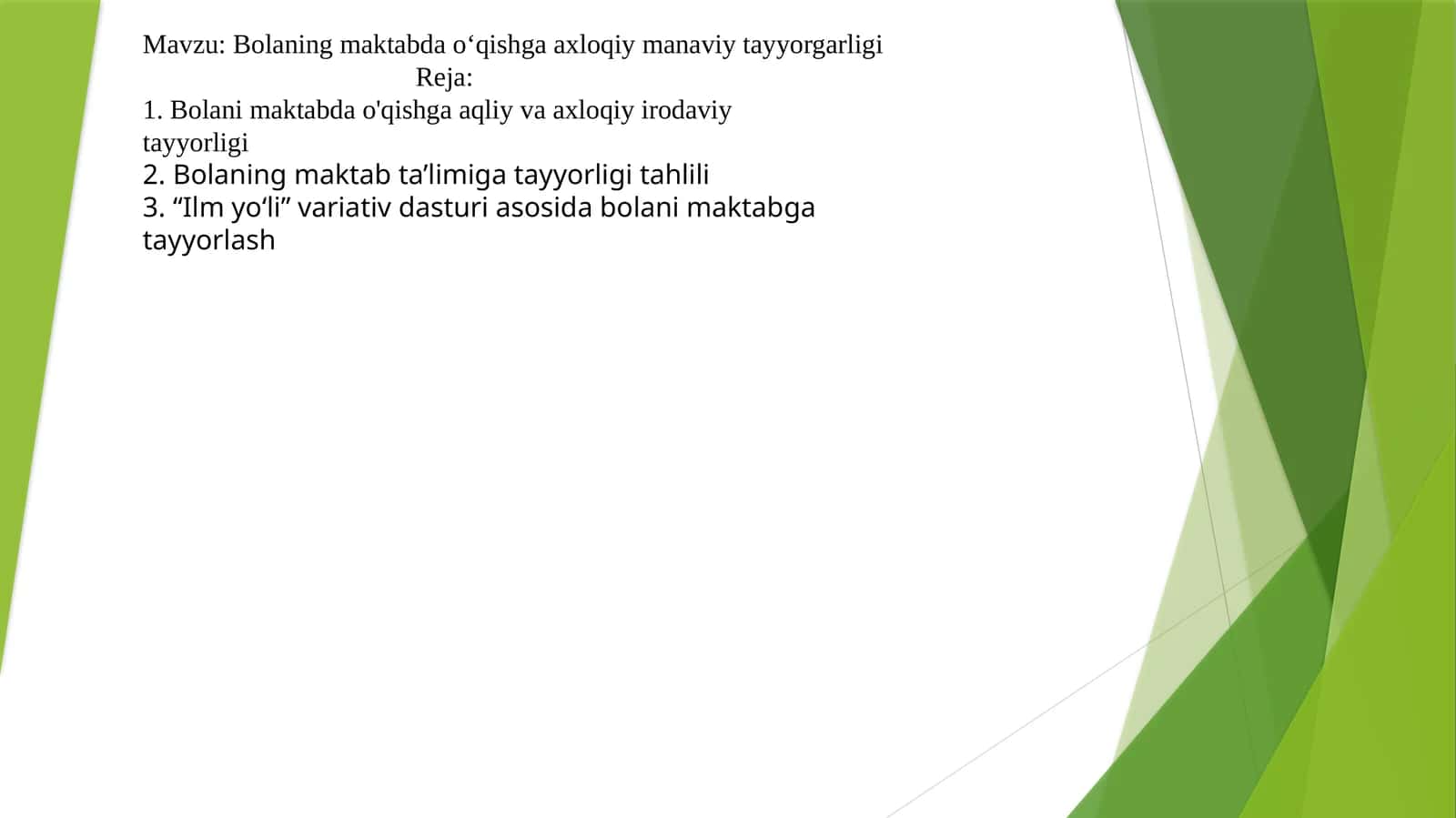 Bolaning maktabda o‘qishga axloqiy manaviy tayyorgarligi 1