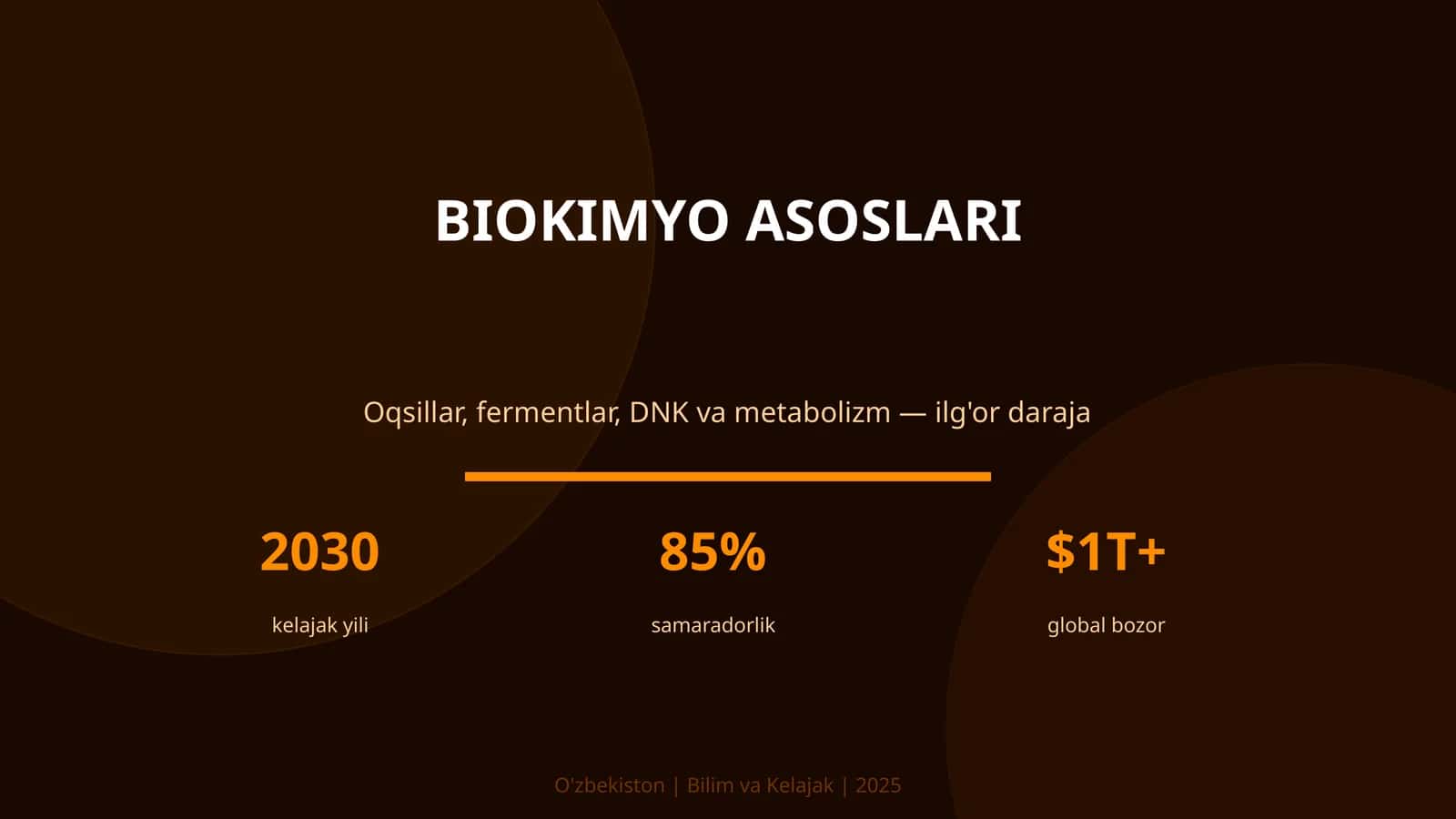 KIRISH: Biokimyo asoslari 1