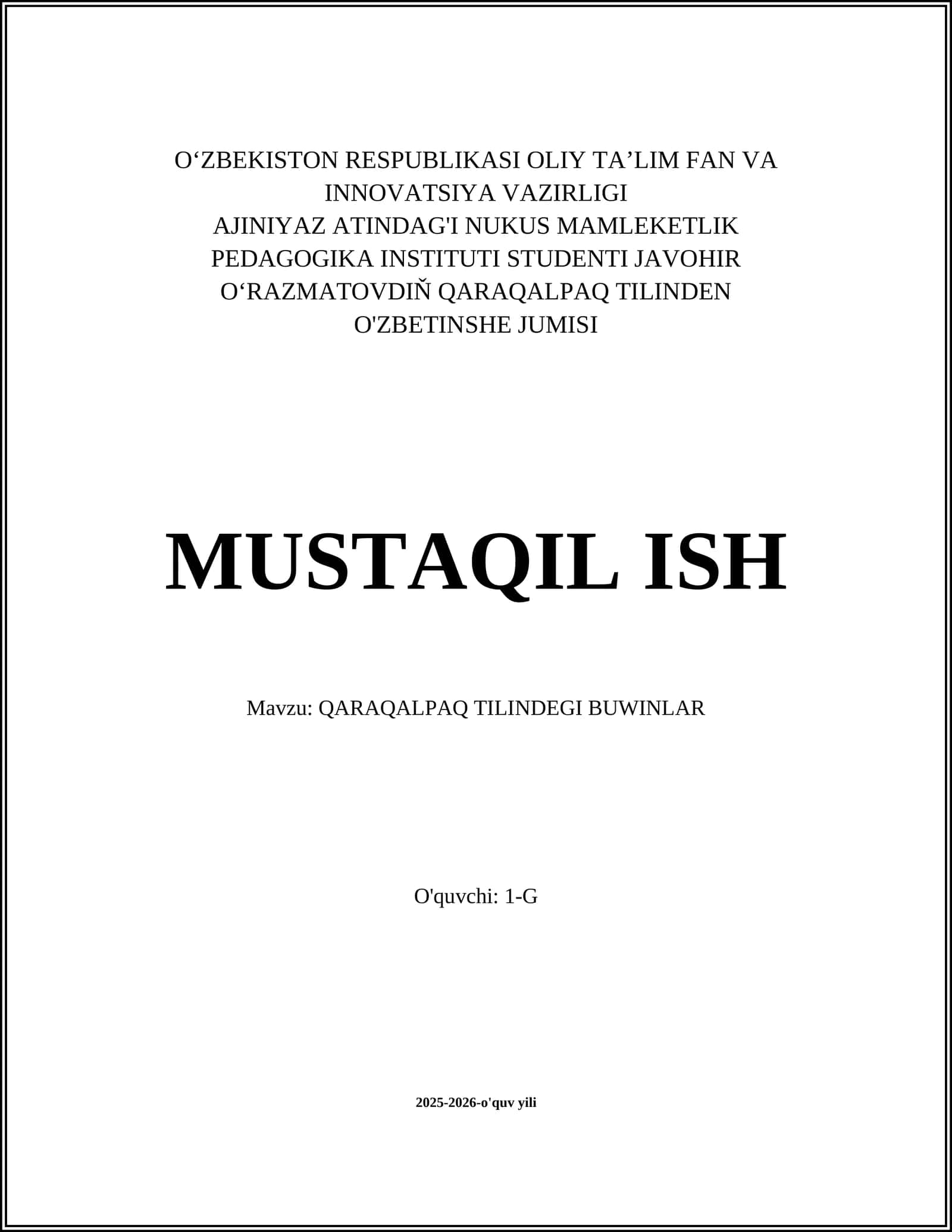 QORAQALPAQ TILINDEGI BUWINLAR 1