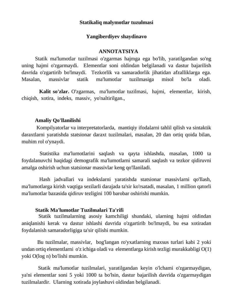 Statikaliq malymotlar tuzulmasi 1