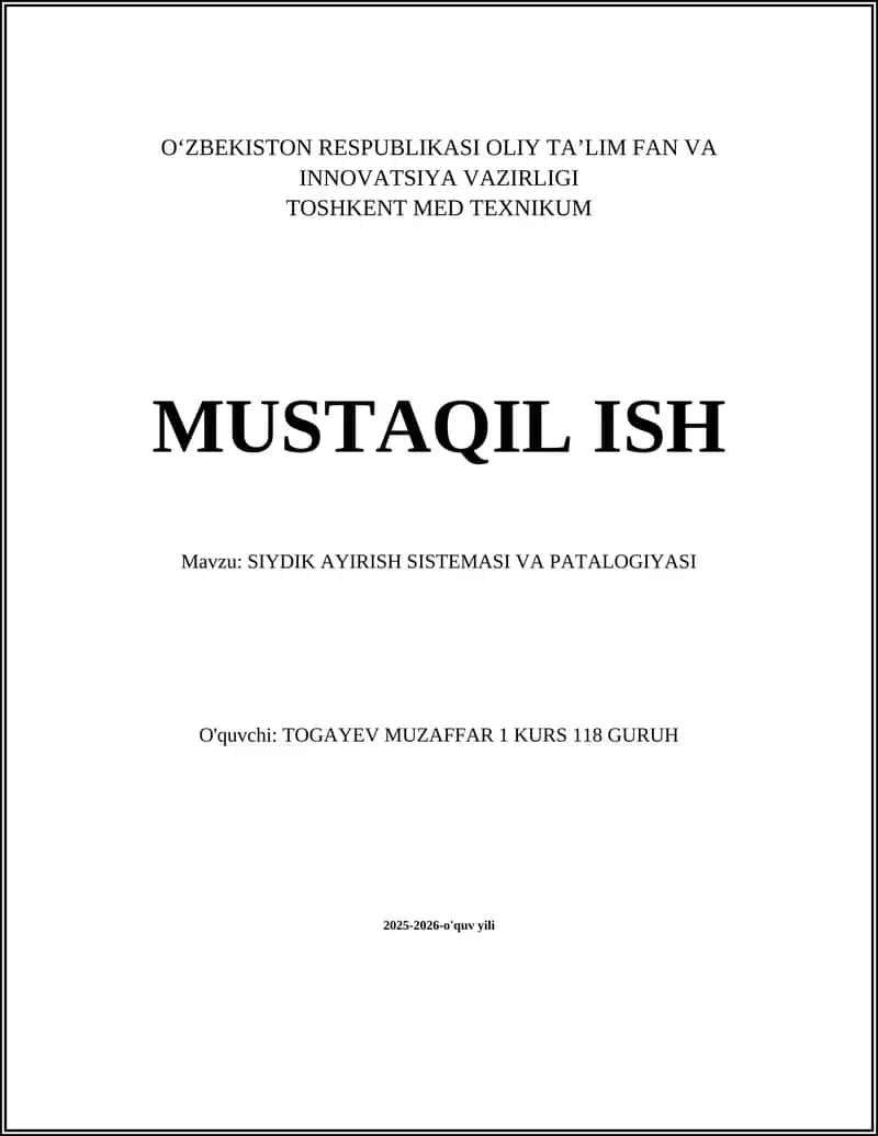 SIYDIK AYIRISH SISTEMASI VA PATALOGIYASI 1