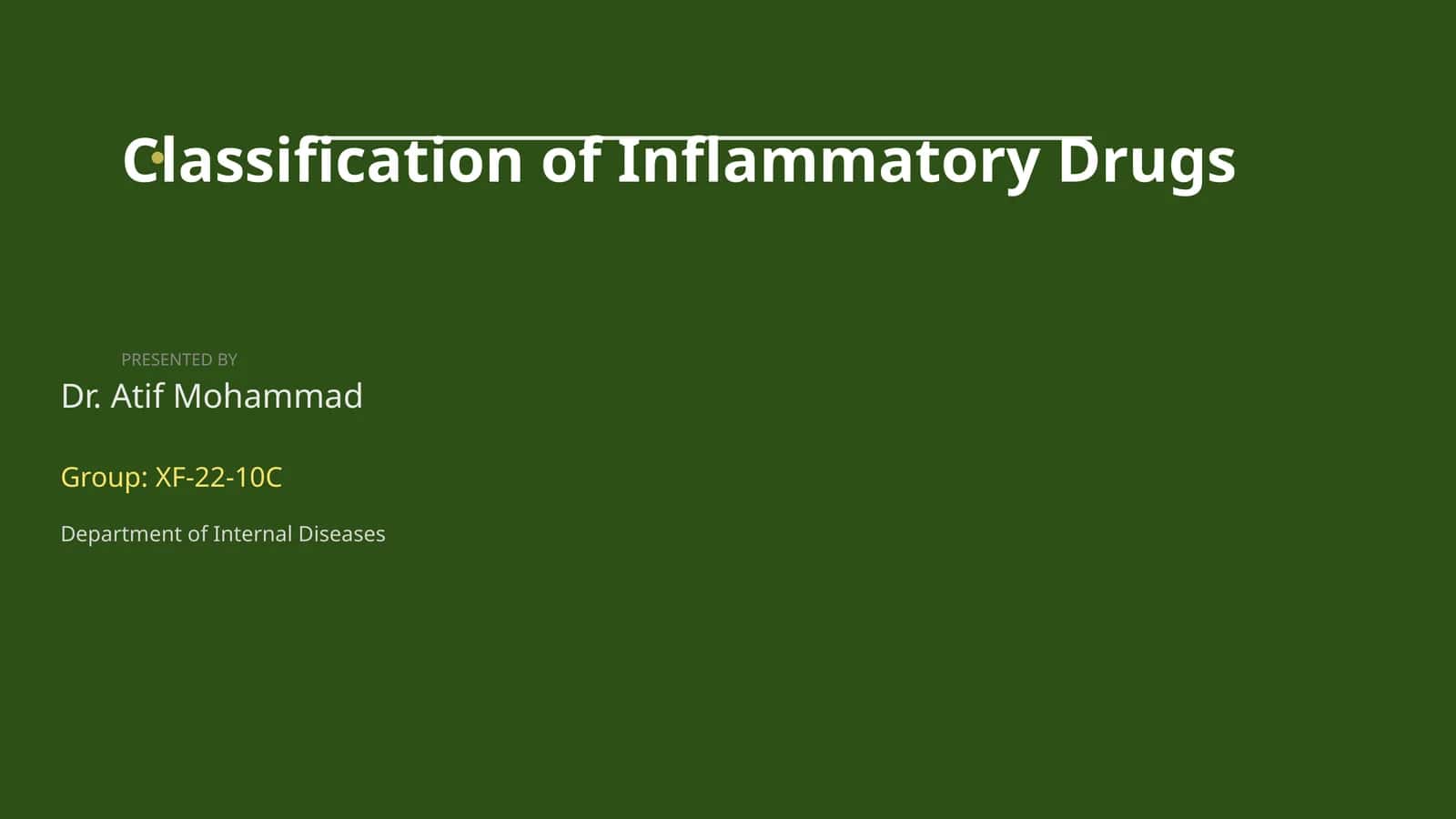 Classification of Inflammatory Drugs 1