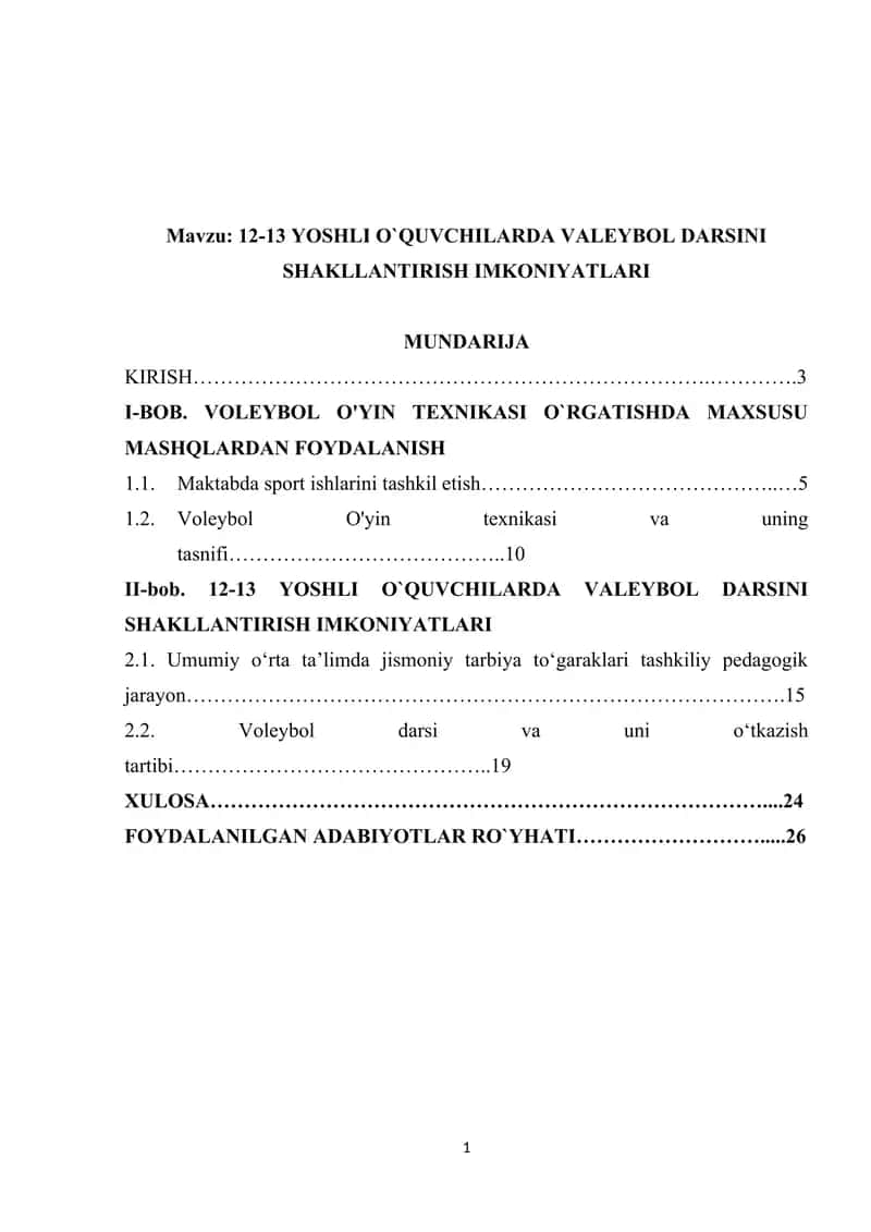 12-13 YOSHLI O`QUVCHILARDA VALEYBOL DARSINI SHAKLLANTIRISH IMKONIYATLARI 1