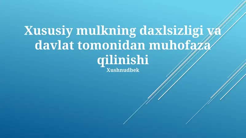 Xususiy mulkning daxlsizligi va davlat tomonidan muhofaza qilinishi 1