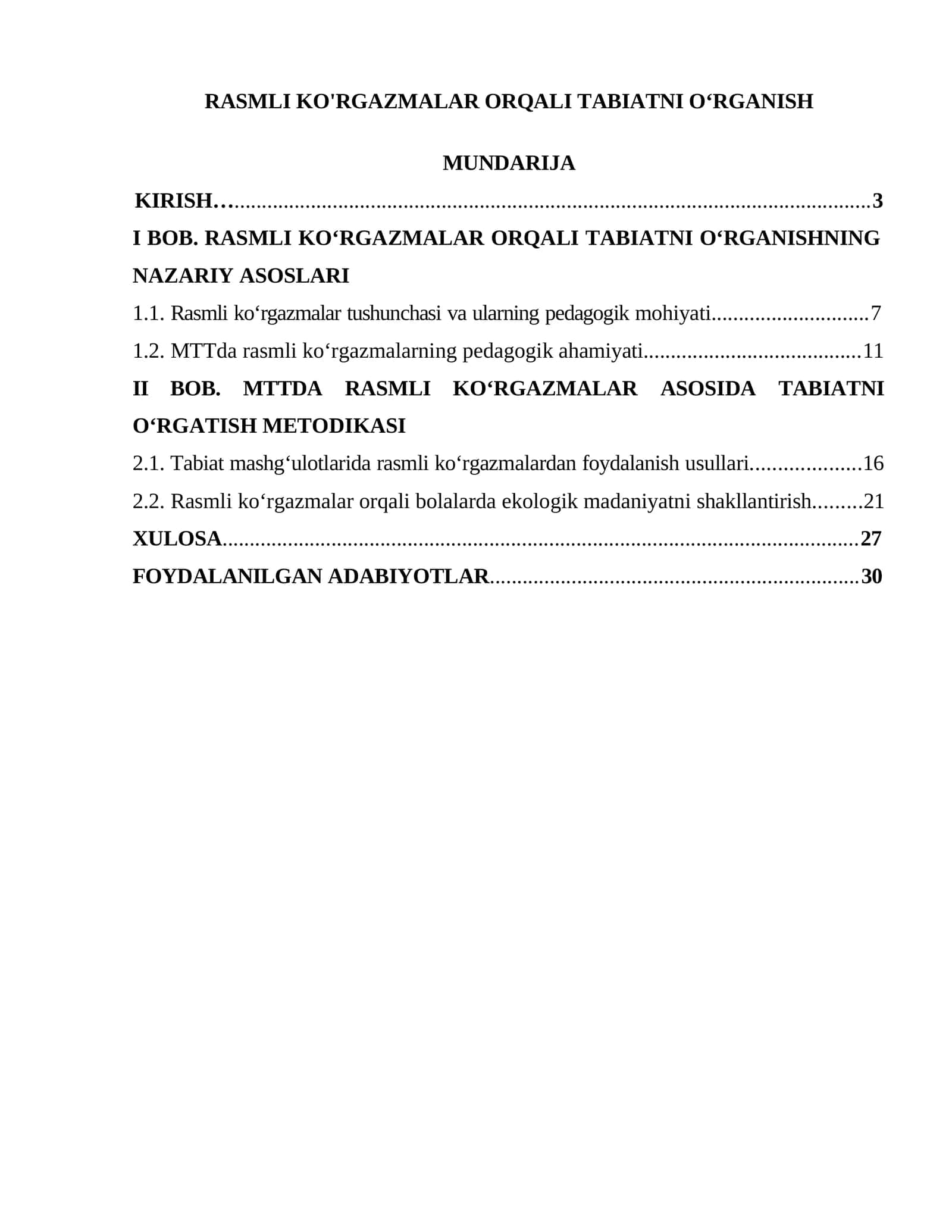 Rasmli ko'rgazmalar orqali tabiatni o'rganish 1