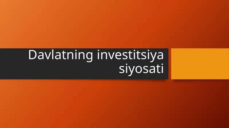 Davlatning investitsiya siyosati 1
