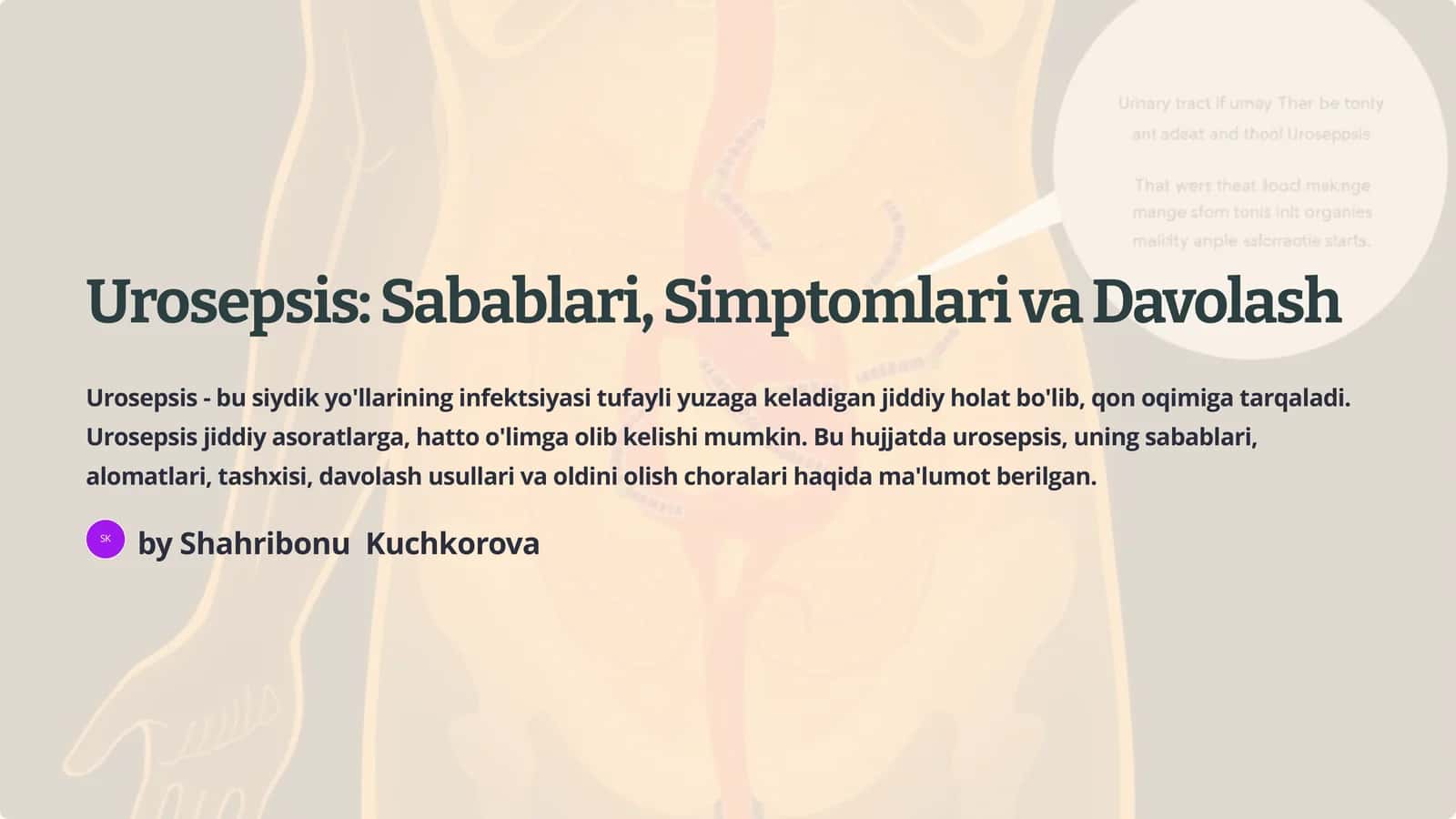 Urosepsis: Sabablari, Simptomlari va Davolash 1