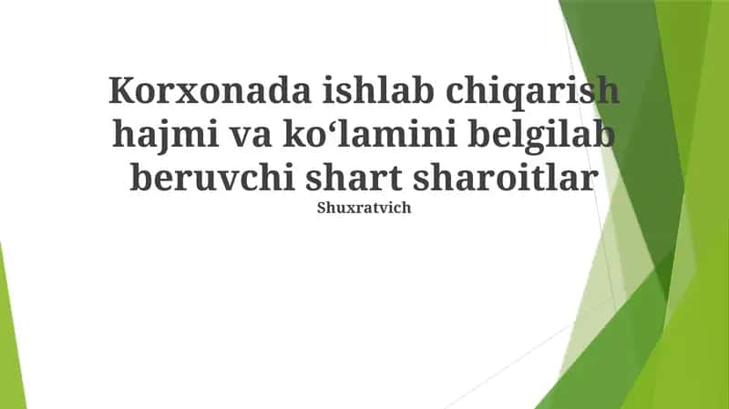 Ishlab chiqarish hajmi va ko‘lamini belgilab beruvchi shart sharoitlar 1