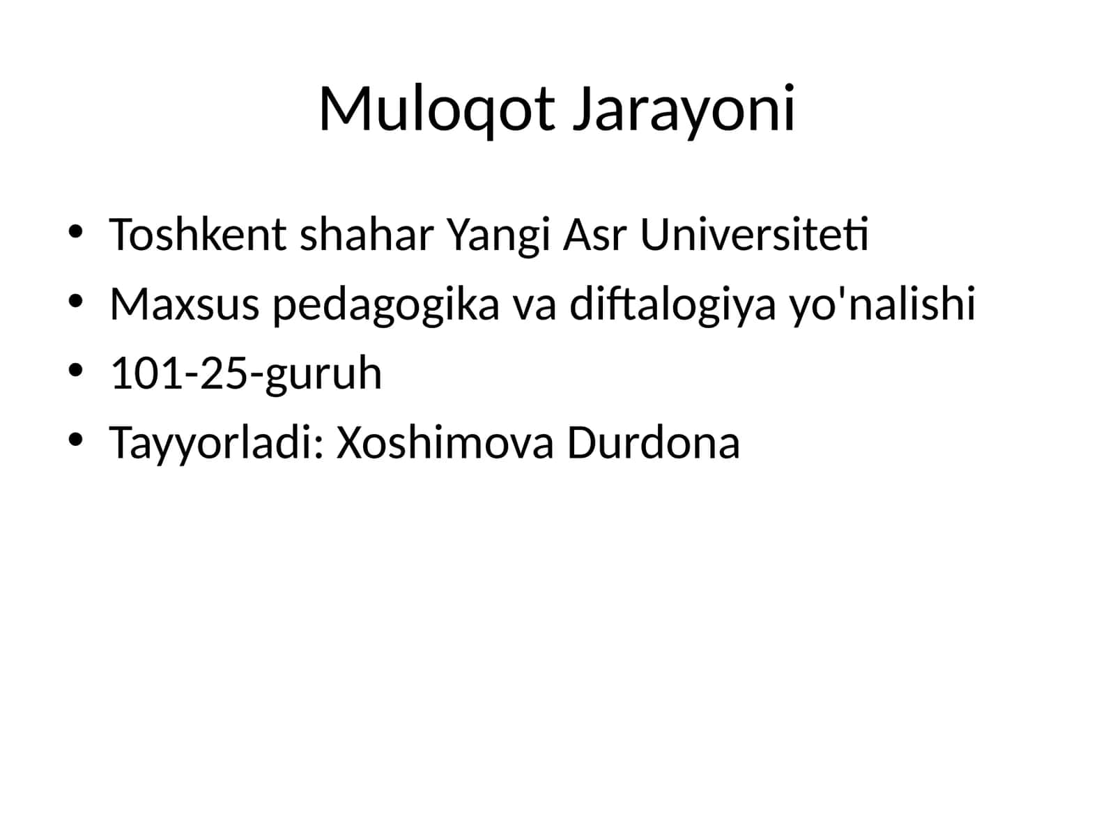 Muloqot Jarayoni 1
