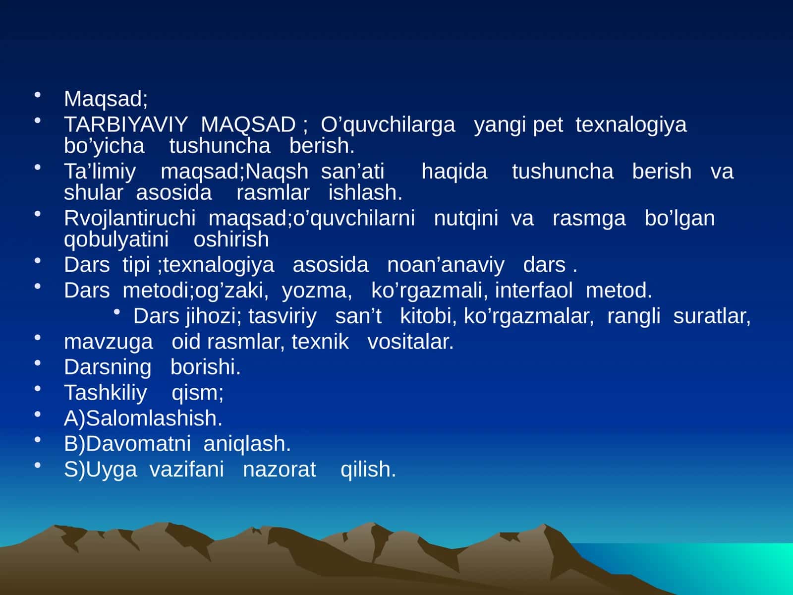 4-sinf Tasviriy san'at Naqsh san'ati mavzusida dars taqdimot 1