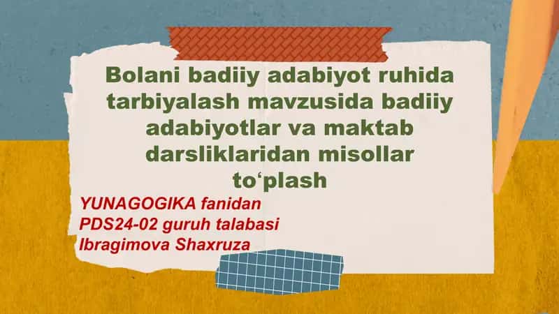 Bolani badiiy adabiyot ruhida tarbiyalash 1