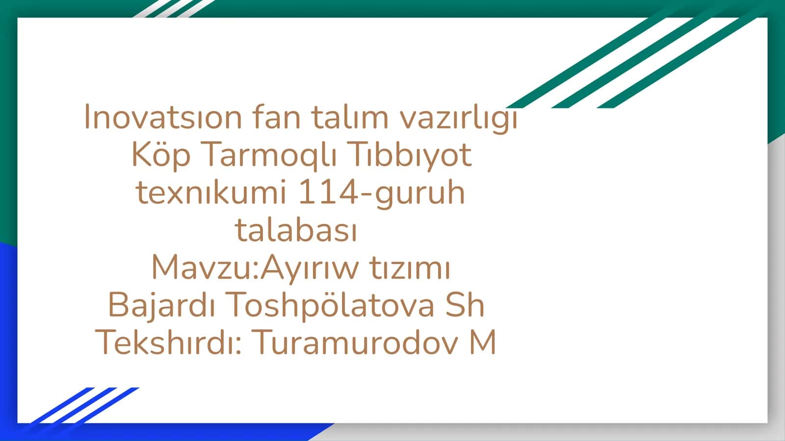 Ayırıw tızımı 1