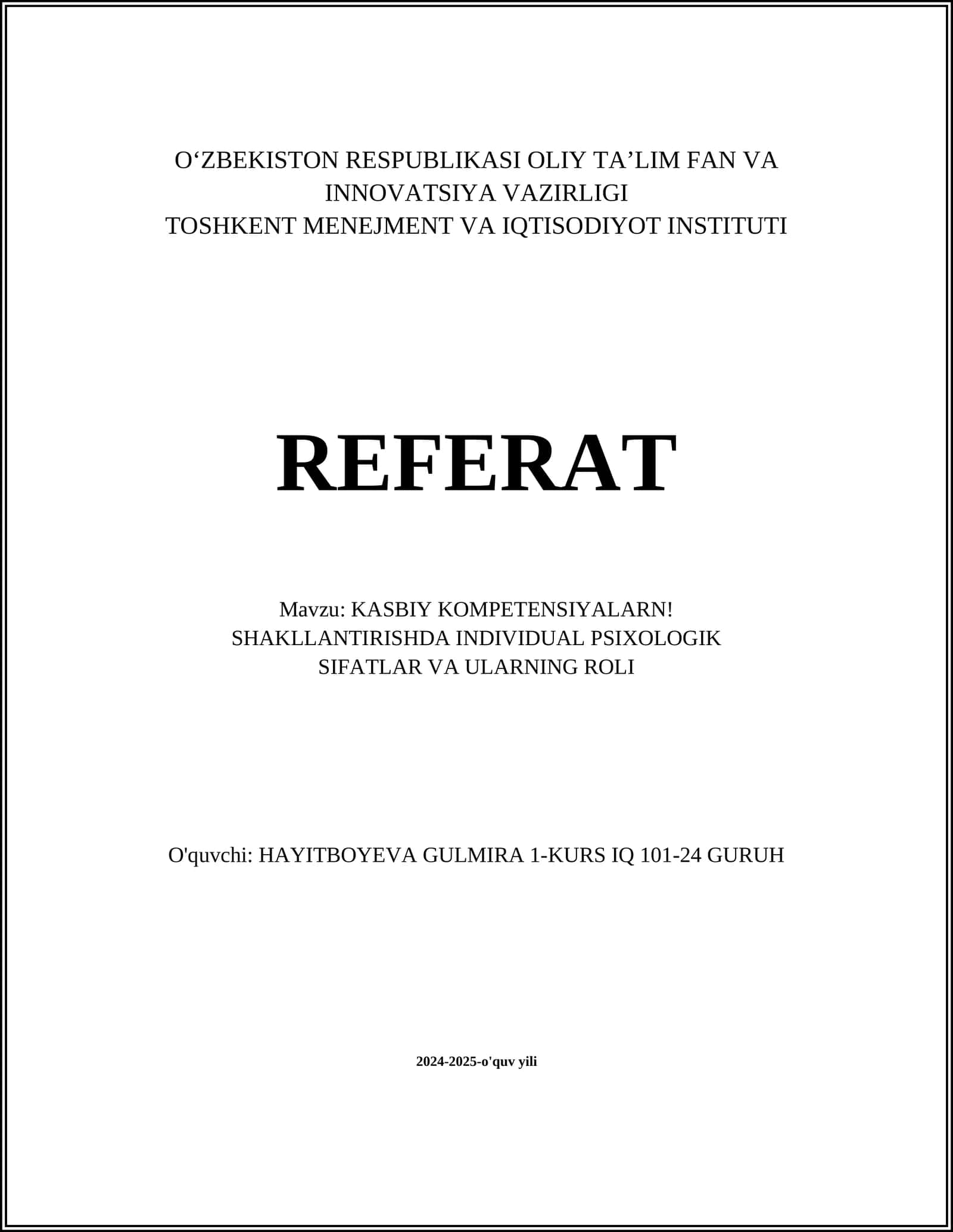 KASBIY KOMPETENSIYALARN! SHAKLLANTIRISHDA INDIVIDUAL PSIXOLOGIK SIFATLAR VA ULARNING ROLI 1