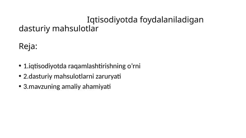 Dasturiy mahsulotlar 1