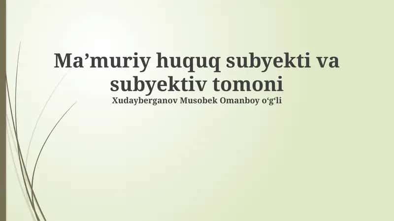 Ma'muriy Huquq 1