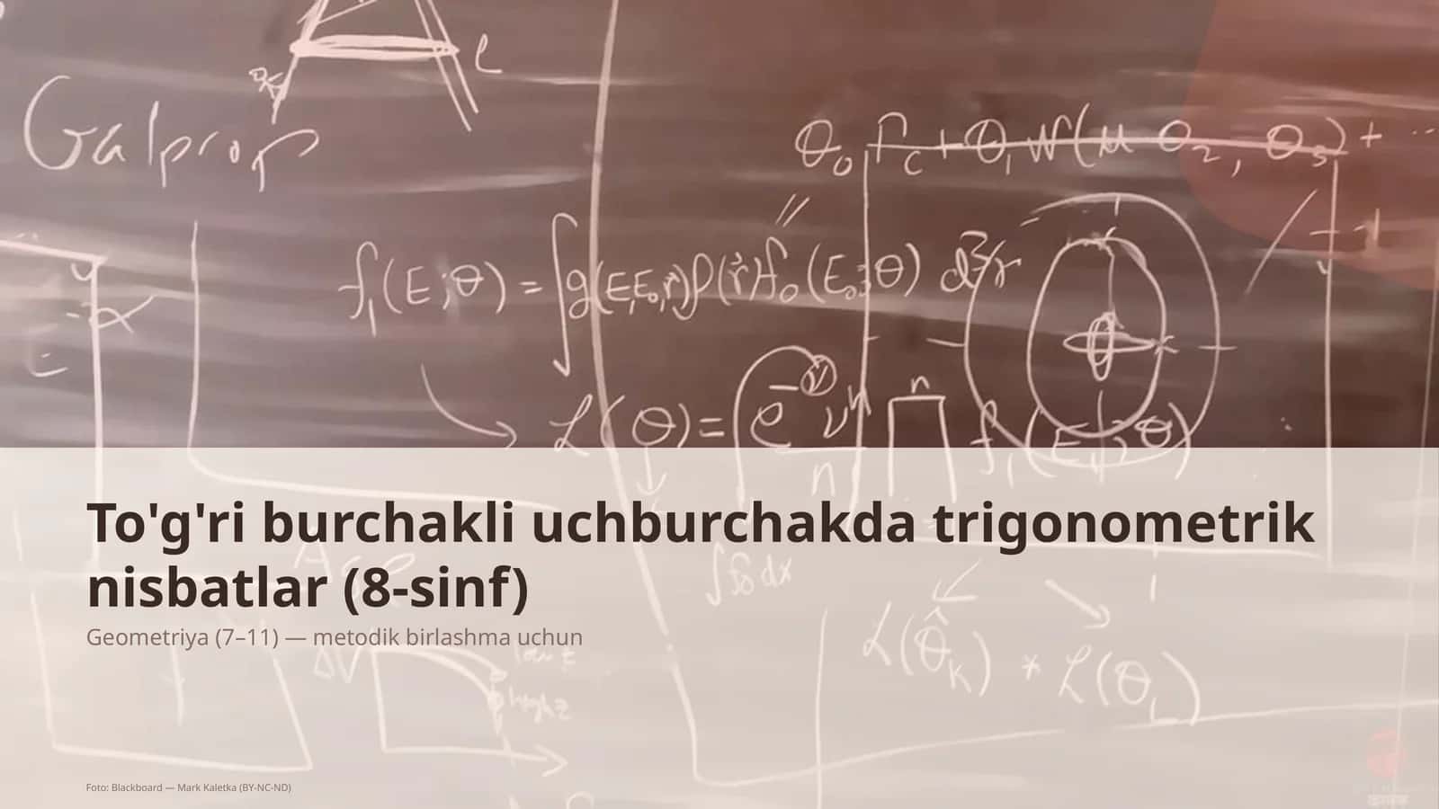 To'g'ri burchakli uchburchakda trigonometrik nisbatlar (8-sinf) 1
