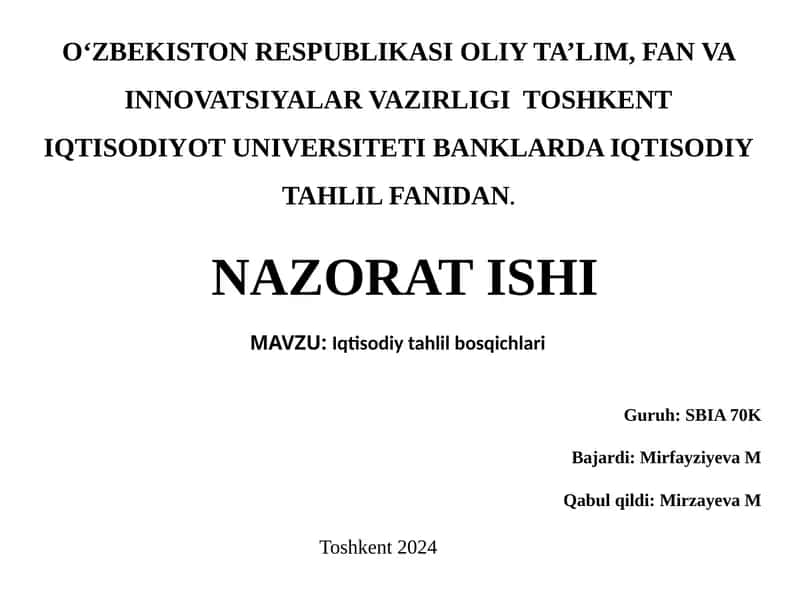 Iqtisodiy tahlil bosqichlari 1