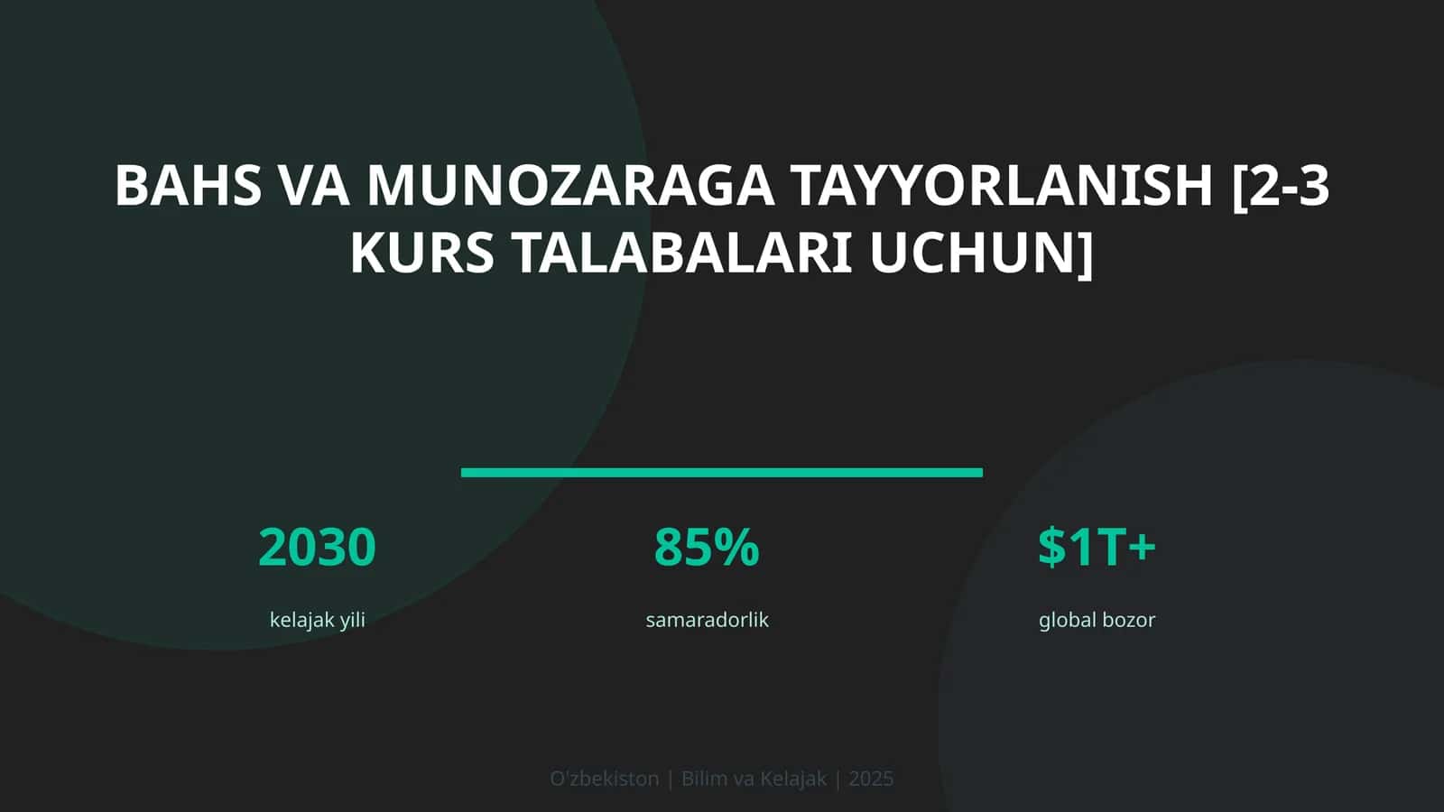 Bahs va munozaraga tayyorlanish [2-3 kurs talabalari uchun] 1