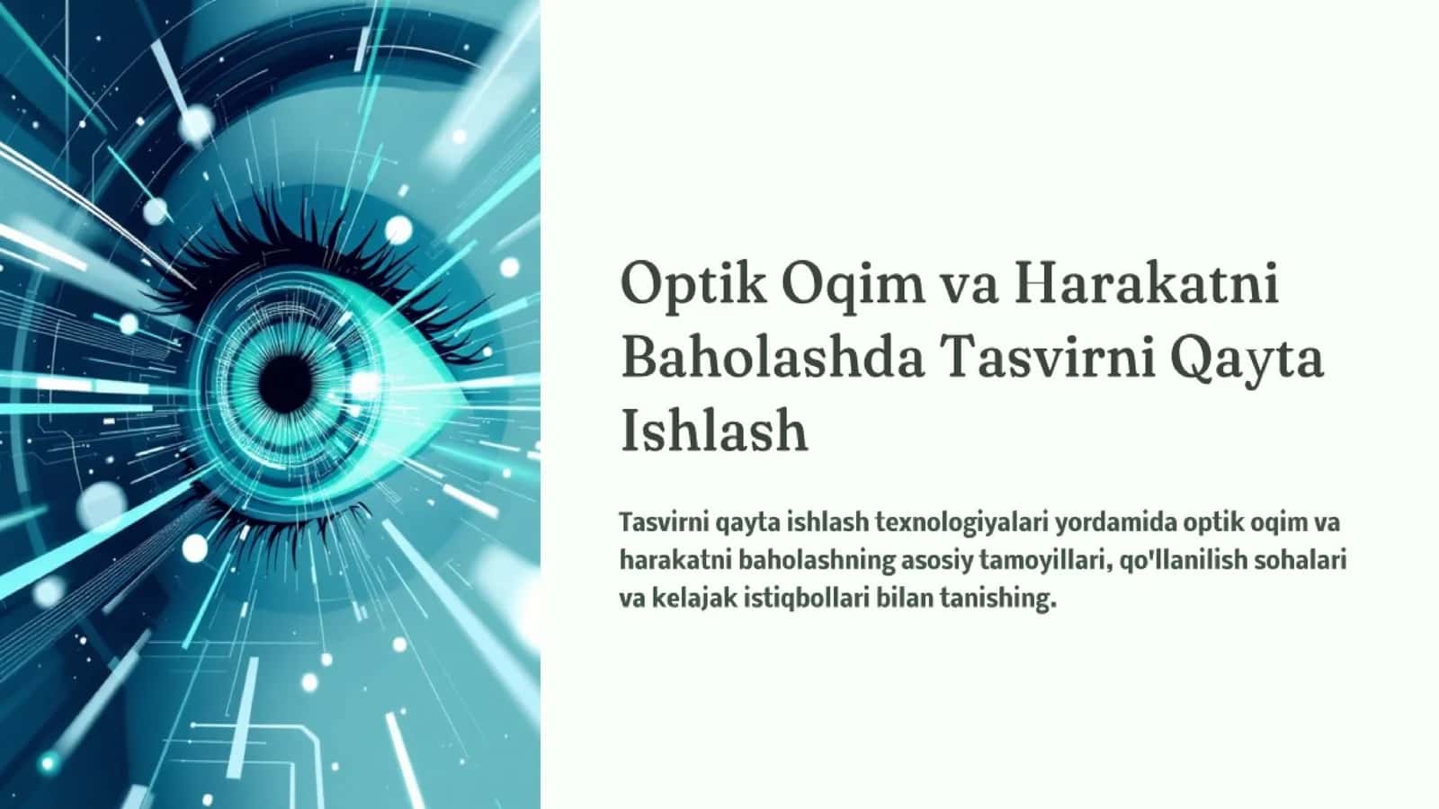 Optik Oqim va Harakatni Baholashda Tasvirni Qayta Ishlash 1