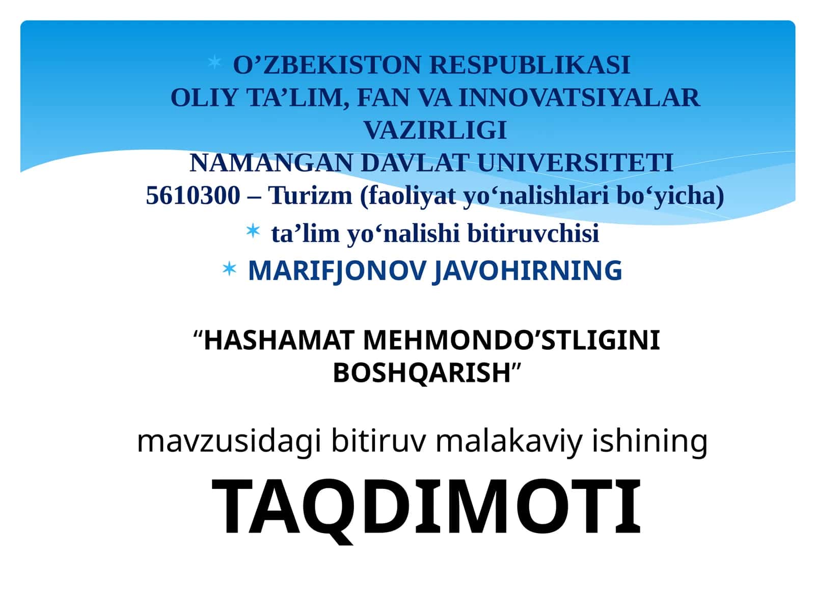 HASHAMAT MEHMONDO’STLIGINI BOSHQARISH 1