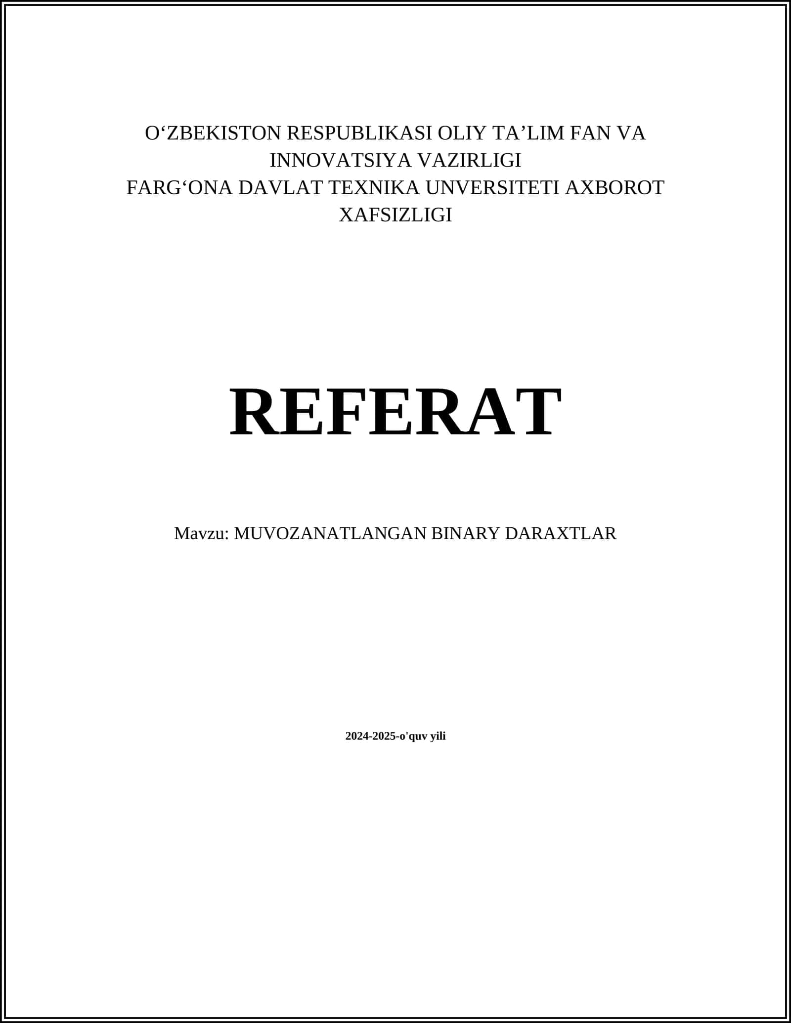 MUVOZANATLANGAN BINARY DARAXTLAR 1