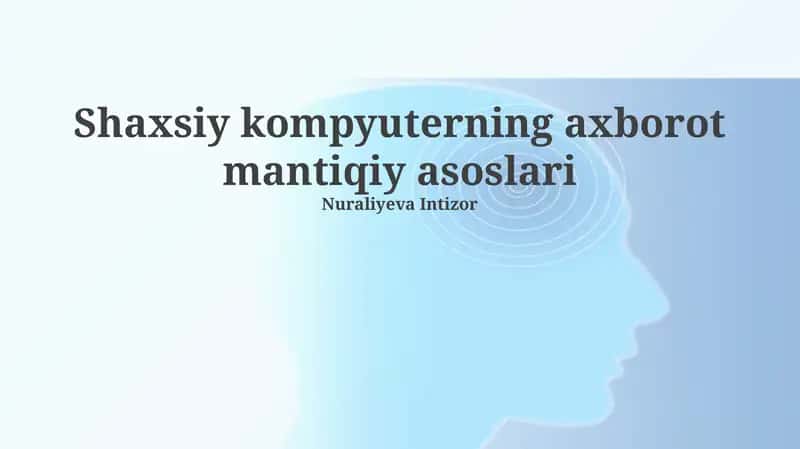 Shaxsiy kompyuterning axborot mantiqiy asoslari 1