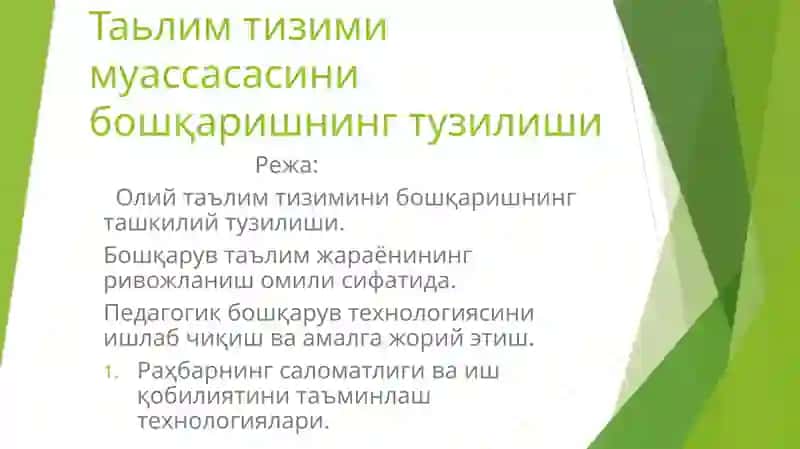 Oliy ta’lim tizimini boshqarishning tashkiliy tuzilishi
