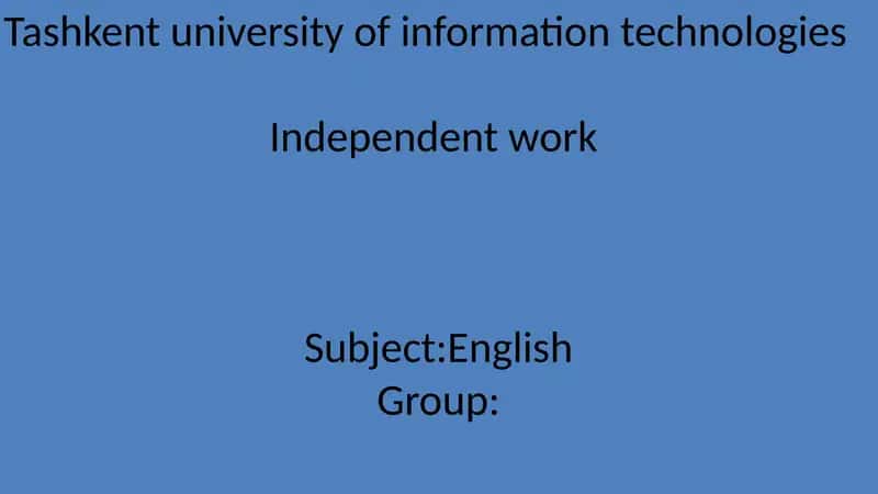 Independent work 1