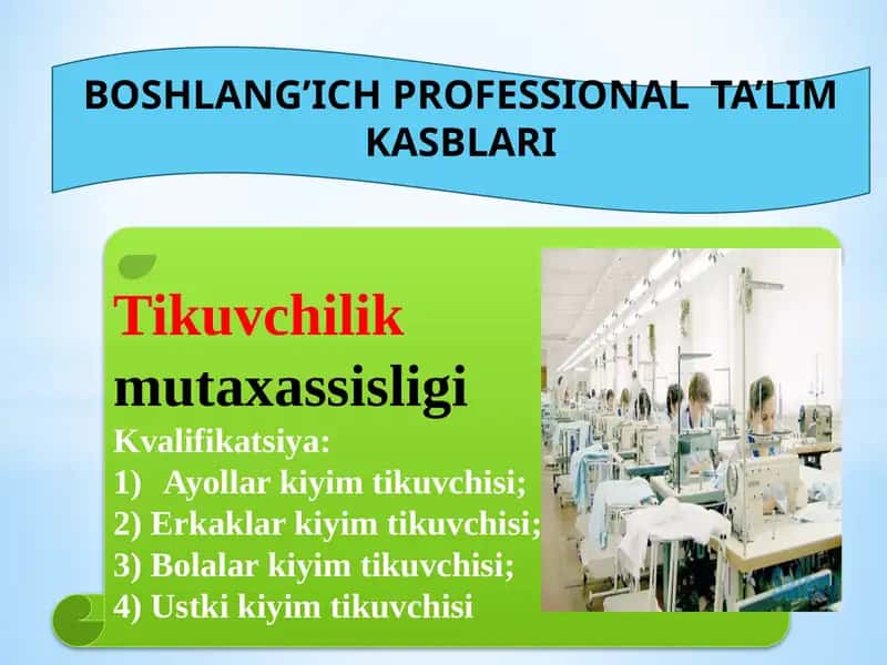 Professional ta’lim kasblari 1