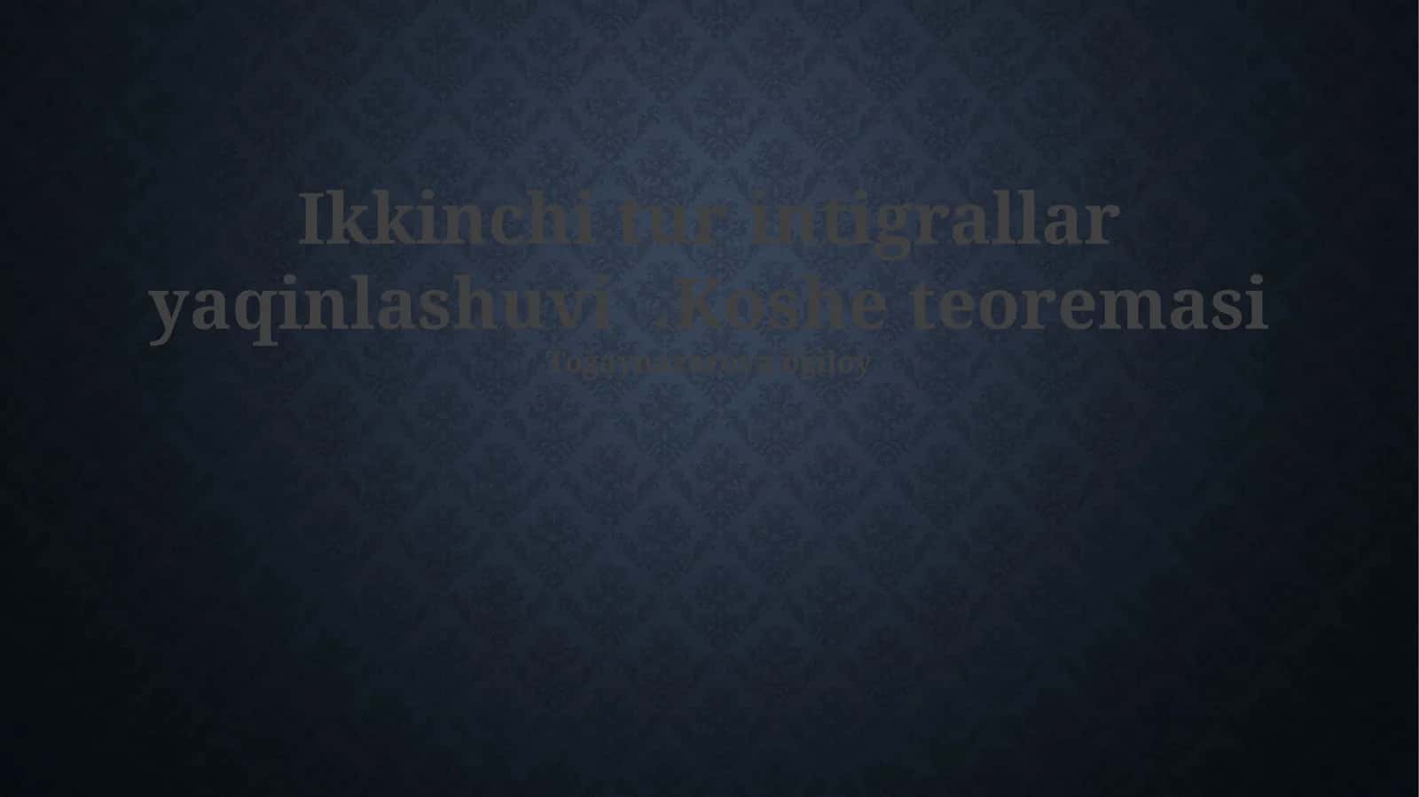 Ko'sh teoremasi 1