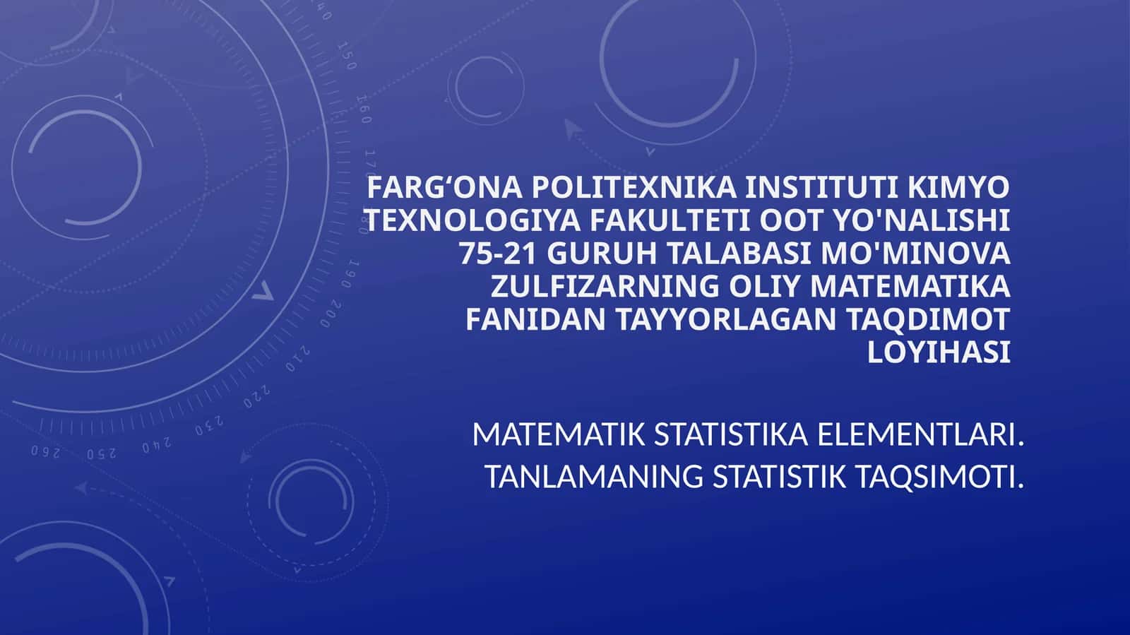 MATEMATIK STATISTIKAELEMENTLARI.TANLAMANINGSTATISTIKTAQSIMOTI 1