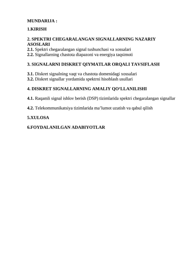 Spektri chegaralangan signallarning tavsifi 1