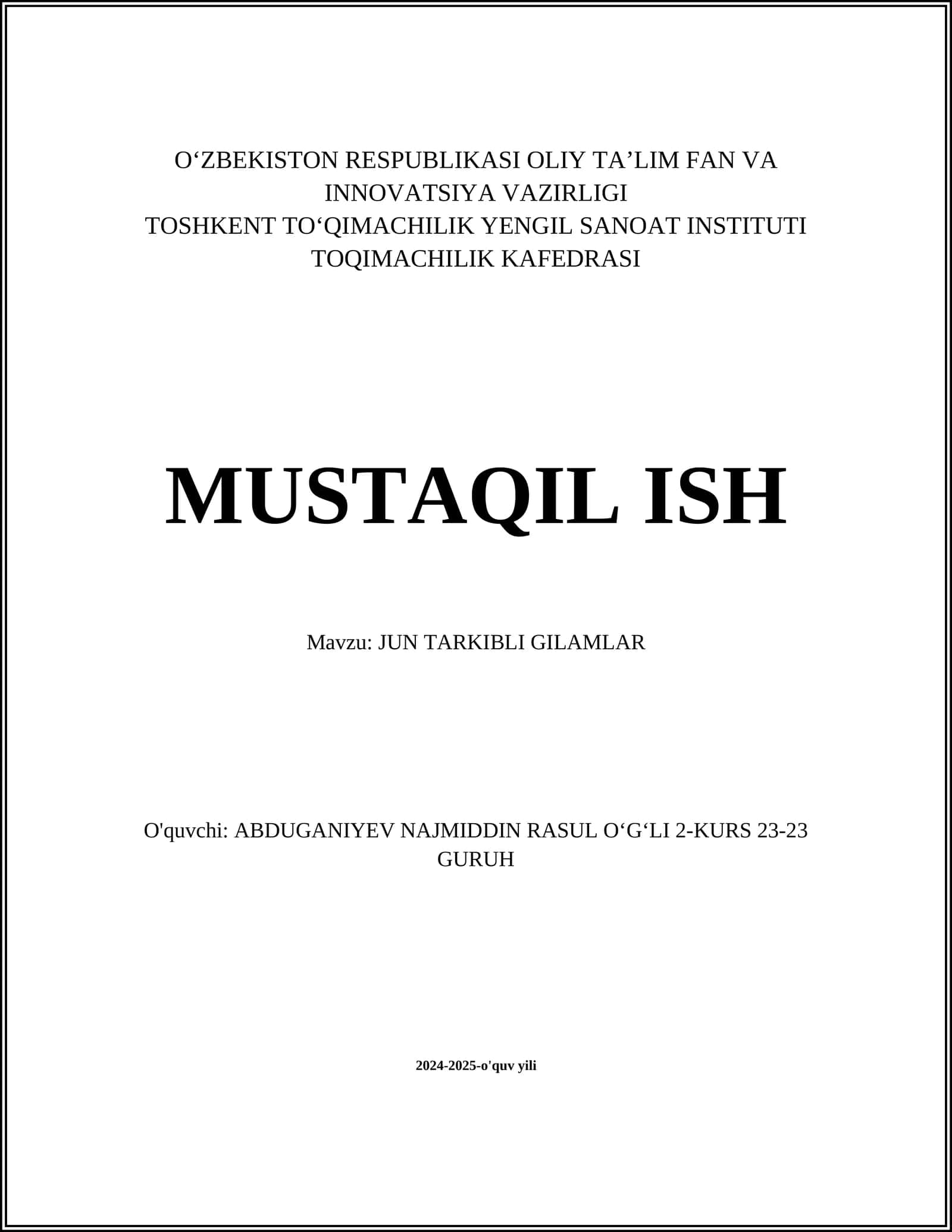 JUN TARKIBLI GILAMLAR 1