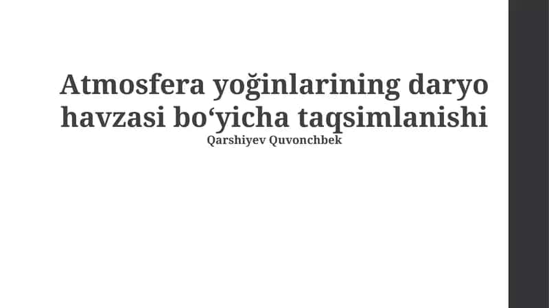 Atmosfera yoğinlarining daryo havzasi boʻyicha taqsimlanishi 1
