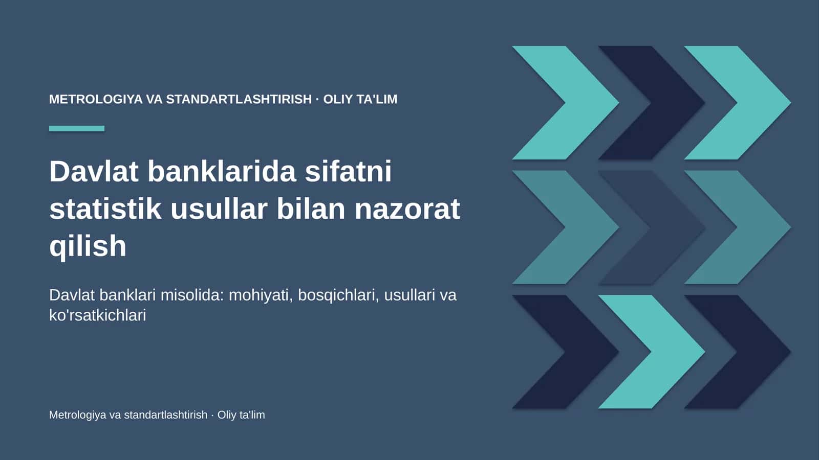 Metrologiya va Standartlashtirish · Oliy Ta'limg 1