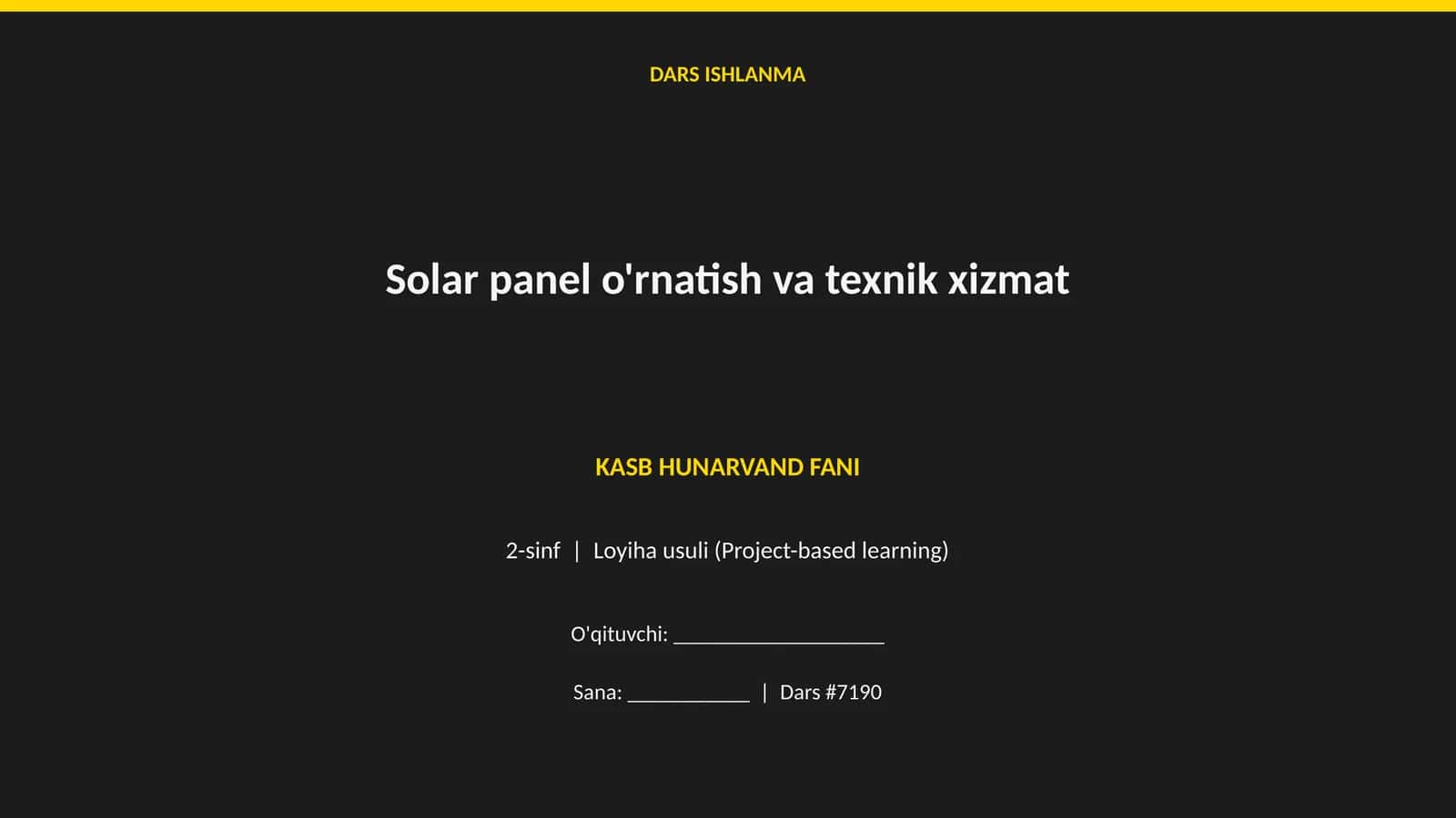 Solar panel o'rnatish va texnik xizmat 1