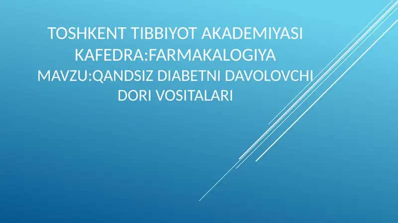 Qandsiz Diabet va Davolovchi Dorilar 1