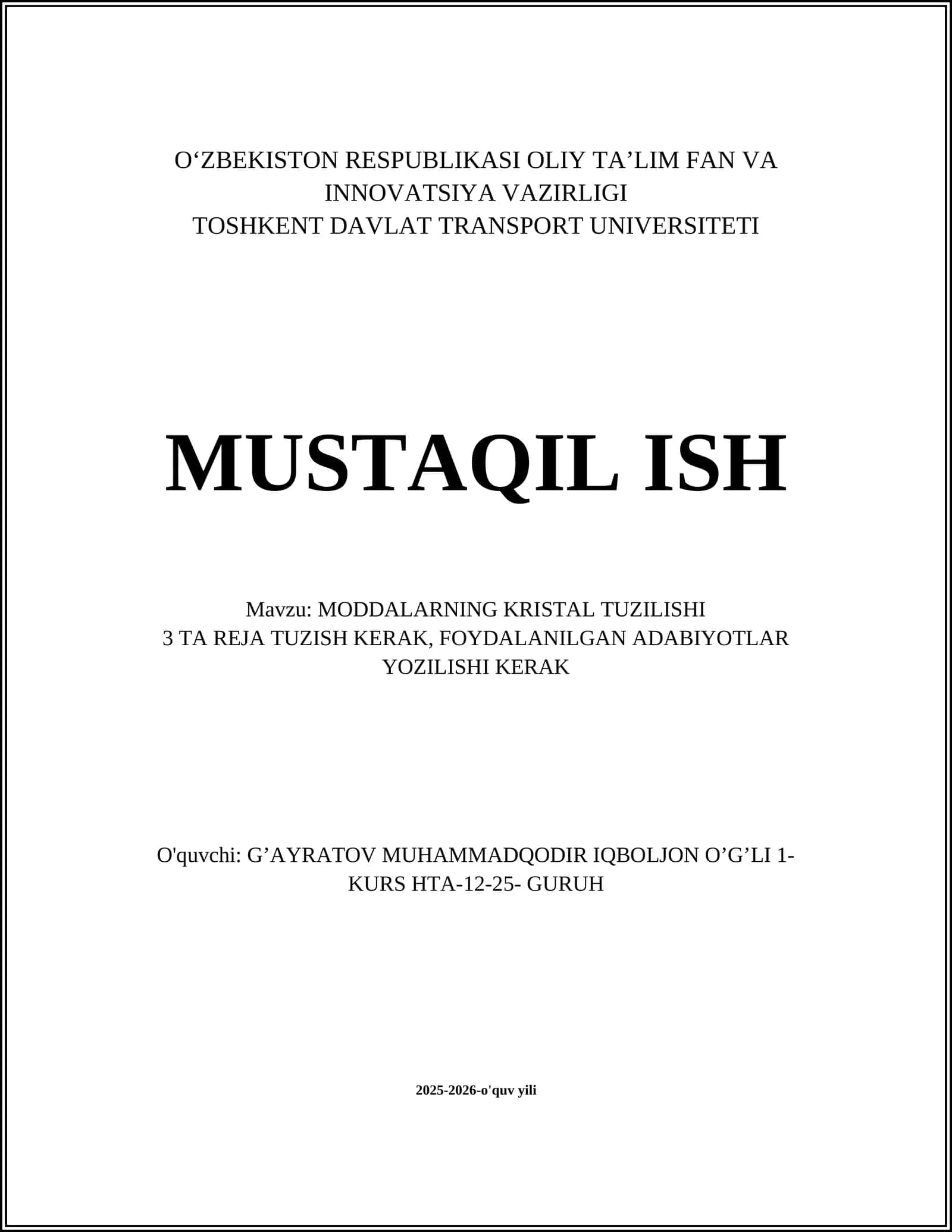 MODDALARNING KRISTAL TUZILISHI 1