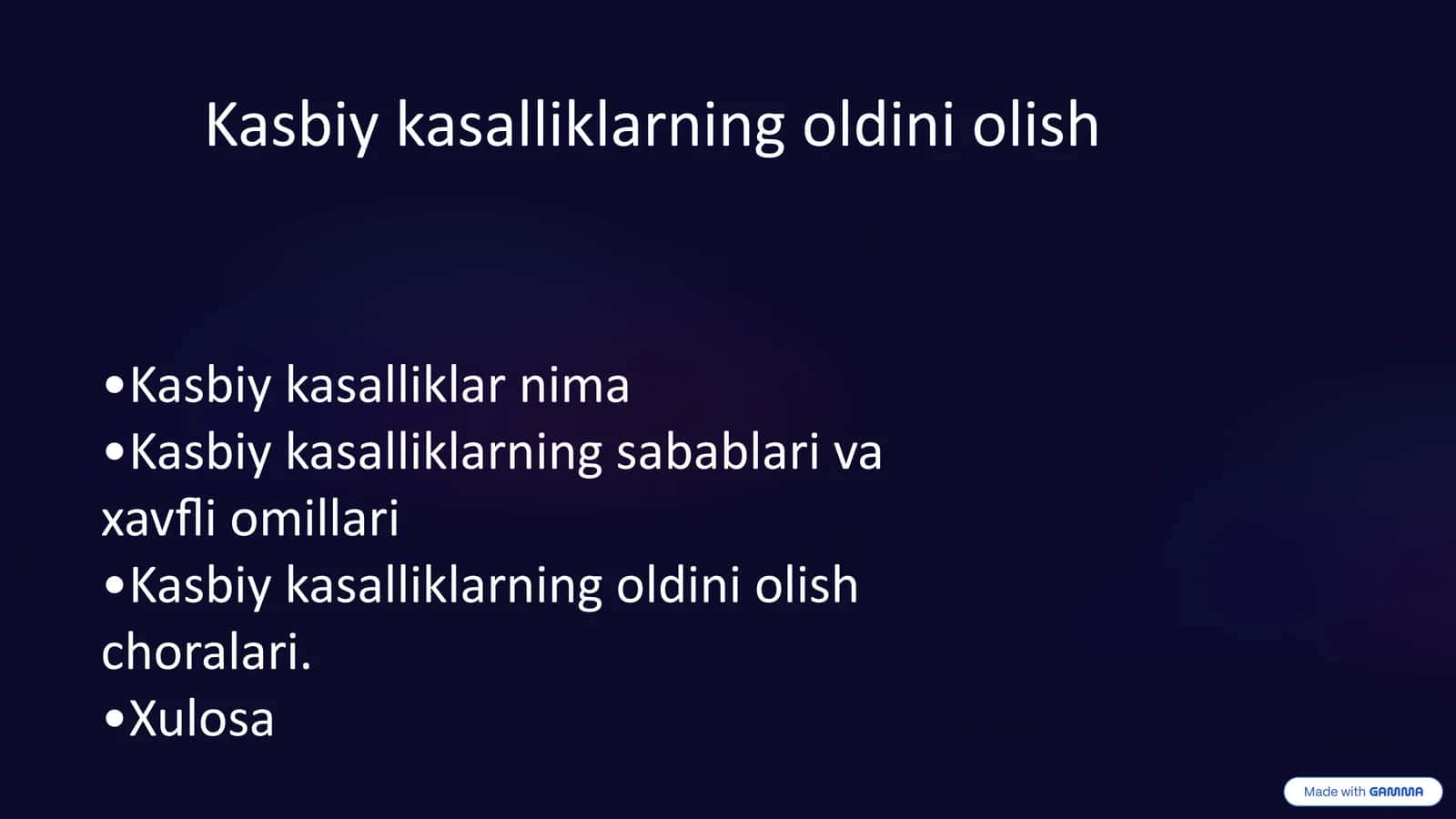 Kasbiy kasalliklarning oldini olish 1