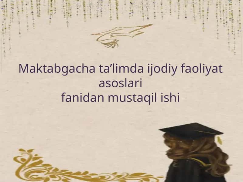 Maktabgacha yoshdagi bolalarni applikatsiya orqali ijodkorligini rivojlantirish. 1