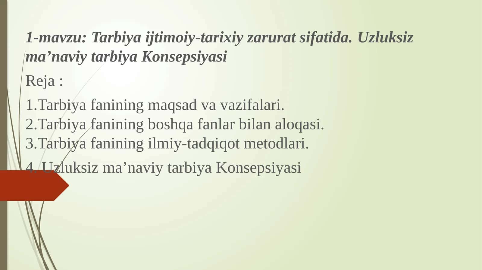 Tarbiyai jtimoiy-tarixiy zarurat sifatida. Uzluksiz maʼnaviy tarbiya Konsepsiyasi 1