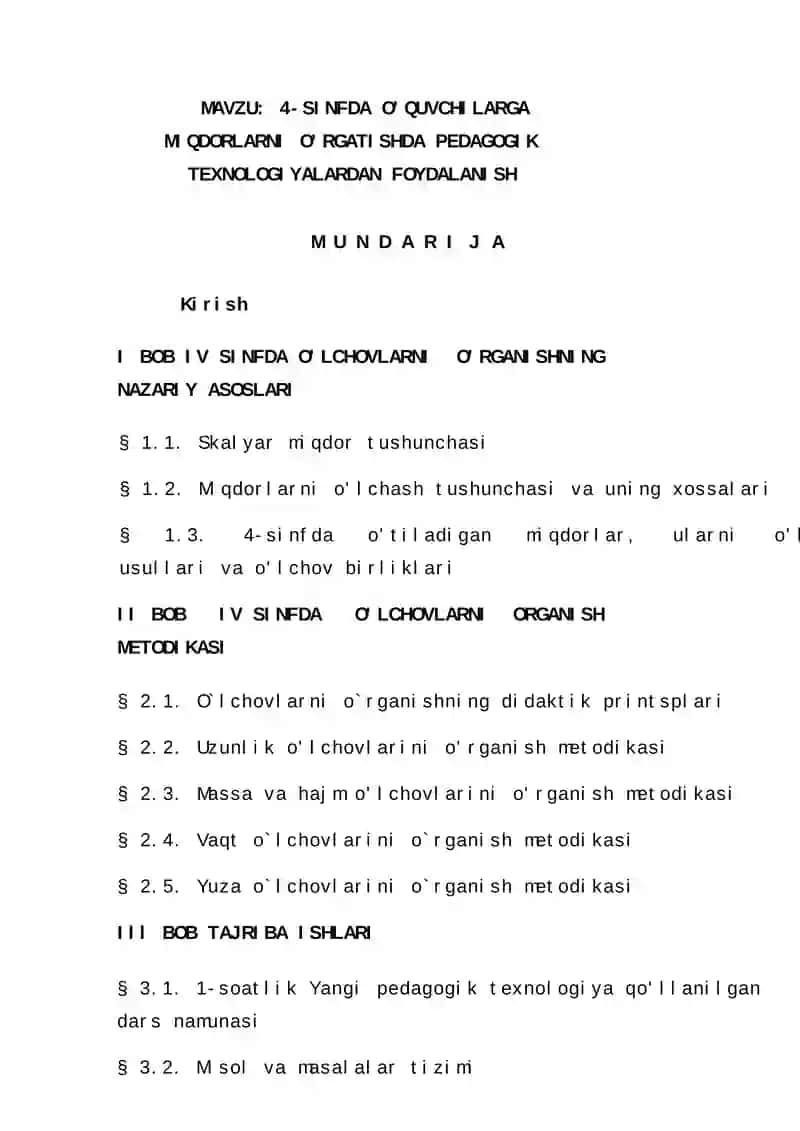 4-sinfda o’quvchilarga miqdorlarni o’rgatishda pedagogik texnologiyalardan foydalanish